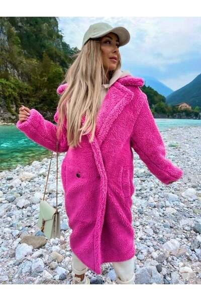 AndraRose Styles Minna fluffy coat - Fuchsia pink