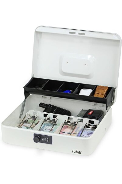 RUBIK صندوق نقود كبير جدًا مع قفل مركب - صندوق نقود محمول قابل للقفل من الفول...