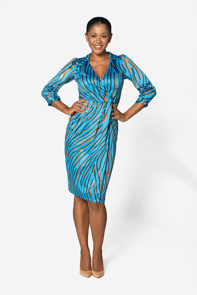 Vessmary Day or occasion dress VSM908A - Satin turquoise blue