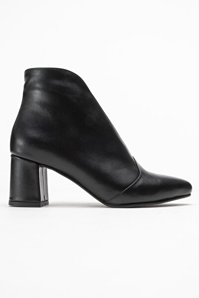 Ataköy Ayakkabı KADIN DERİ KALIN TOPUKLU BOT SIYAH