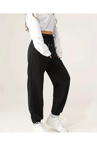 FUNELLA Winter Fleece-Lined Rubber Leg High Waist Sweatpants