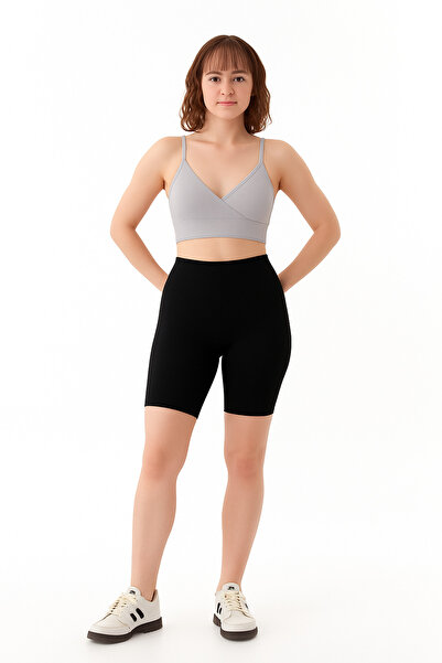 buğlem collection Women's Stretch Fabric Rib Shorts – Soft Textured, Supportive, Stretchy Comfort Sports & Casual Shorts