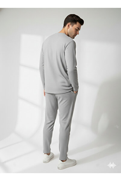 ribana Unisex Crew Neck Embossed Printed Inside Cotton Pocketed Top and Bottom Set