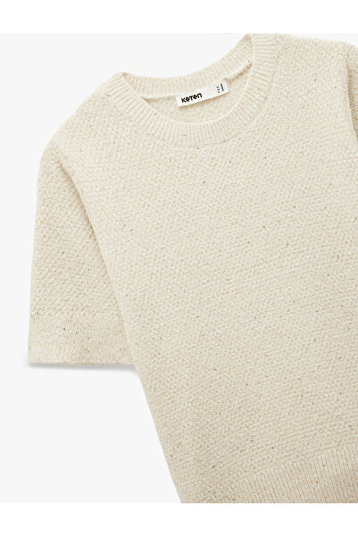 Koton Πλεκτό πουλόβερ με μισό μανίκι και λάμψη με παγιέτες
