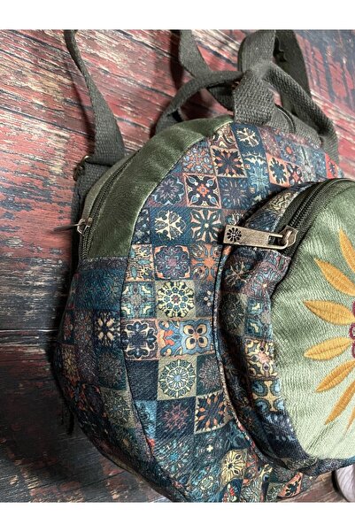street&bagdnz Fargin Ethnic Authentic Patterned Round Backpack Embroidered Bohemian Style Backpack