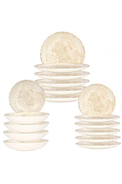 Bonna Nacrous Matt dinner service set 6 plates 21cm, 6 plates 27cm with 6 soup ladles 20cm