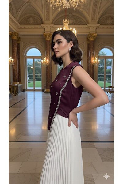 FASHIONAPPROACH Burgundy Barbie Police Chiffon Dress