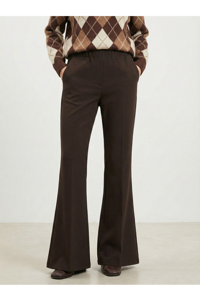 Generic Brand Flared Atlas Trousers-Brown