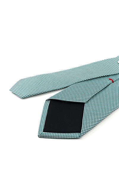Kravatkolik Buddusso Style Green - White Italian Silk Tie Ik2030