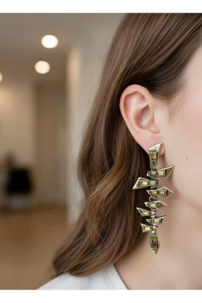 Meyras Touch Kadın Marka Model Yeşil Detay Tasarım Küpe