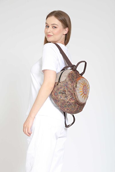 street&bagdnz Fargin Ethnic Authentic Bohemian Round Embroidered Backpack Daily Travel Backpack