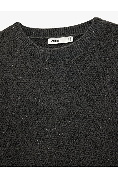 Koton Πλεκτό πουλόβερ με μισό μανίκι και λάμψη με παγιέτες