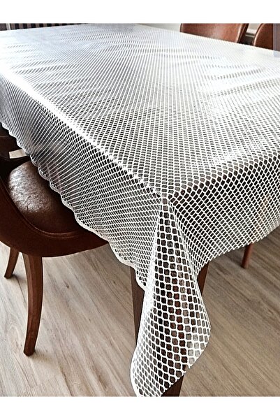 Düzgün desen Lace Look Pvc Coated Tablecloth Straw Tablecloth