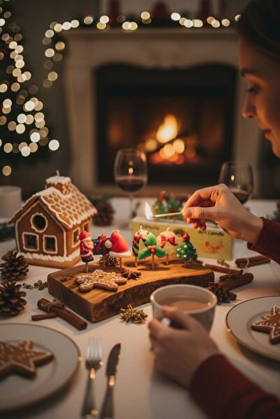 Cadde Süs Yılbaşı Temalı Mum 7'li Mum