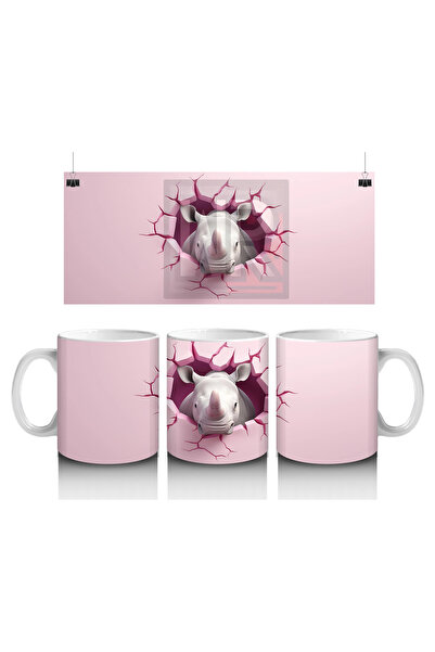 Wisdom Rain نمر ذو جدار مكسور على خلفية وردية - كوب قهوة مطبوع