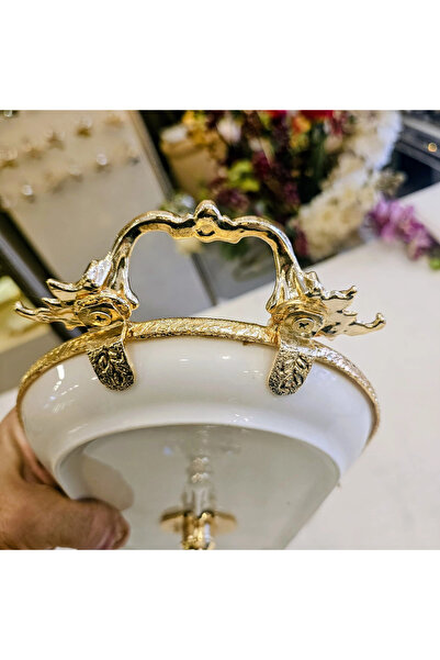 MaviDamla Cast Edge Frame Footed Porcelain Presentation Plate 30*16 Gold