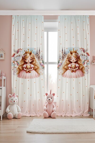 EVPANYA Golden Haired Princess Patterned Children's Baby Room Background Curtain (Single Wing Pricing)