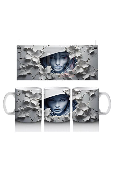 Wisdom Rain White Hat Woman and Wall Shadows – Gift Coffee Mug