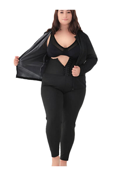 FİT TİME Termal Yüksek Bel Agraf Kopçalı Tayt & Uzun Kollu Fermuarlı Takım