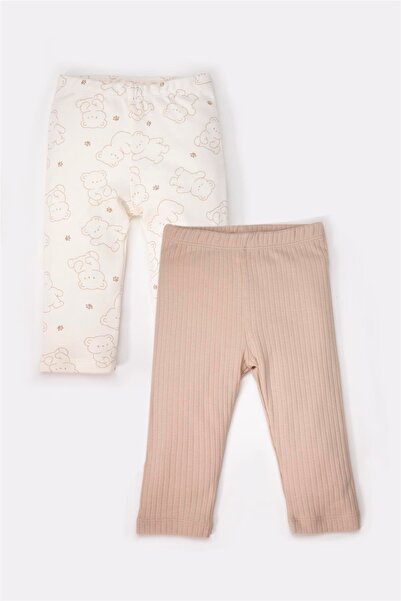 Bebetto Interlock Tights 2-Pack (Cute Bear) Beige