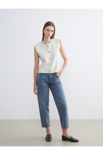 LC Waikiki Vision Ecru Crew Neck Women's Knitwear Vest