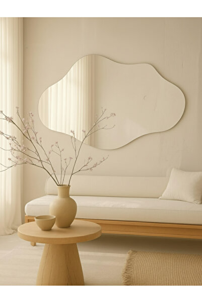 FNC CONCEPT Yatay Asimetrik Duvar Aynası, Konsol Aynası, Banyo Aynası 140x70cm Çerçevesiz