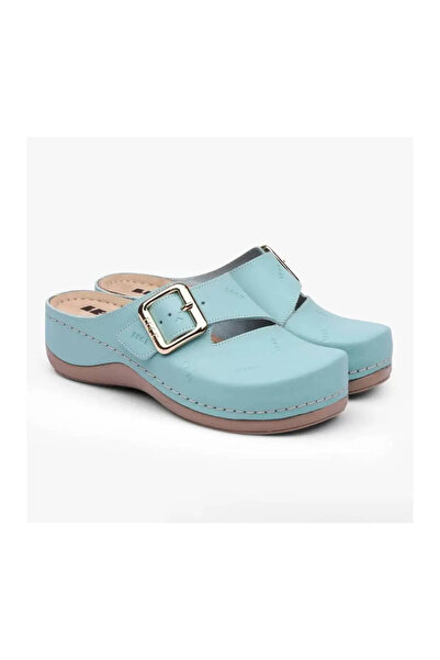 leon Medical clogs made of genuine leather Turquoise Buckle