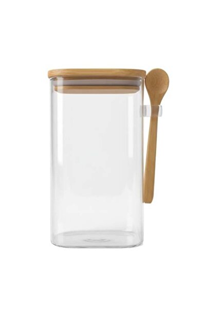 Meven Set Beauty برطمان زجاجي بغطاء خشبي وملعقة – 950 مل – WS381-2