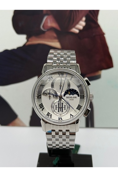 Hislon Classic Men's Watch with Moon Phase 5 Atm Waterproof with 3 Years Warranty