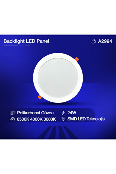 Atlantis 24 Watt Sıva Altı Led Panel Armatür Spot Beyaz Gövde, Beyaz Işık