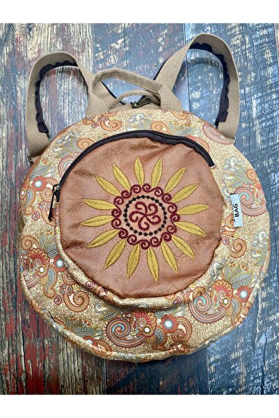 street&bagdnz Fargin Ethnic Authentic Bohemian Round Embroidered Backpack Daily Travel Waterproof Backpack