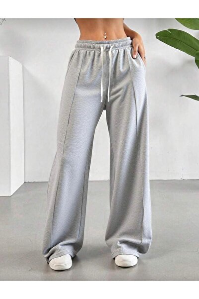 LACKH Sweatpants with Wide Legs Gray Comfortable Sweat-Repellent Fabric