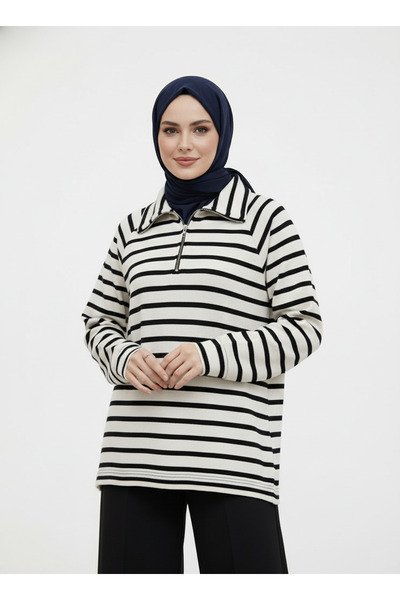 Foremia Metal Zipper Oversized Tunic-Ecru