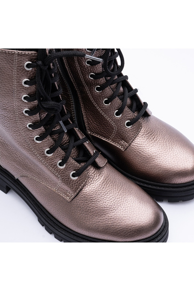 VAGAM Pink Genuine Leather Boots with Laces and Zipper