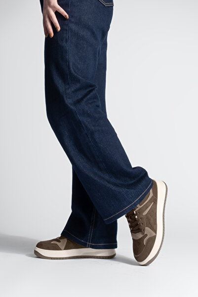 Marjin Women's Sneaker High Sole Sports Shoes Aryan Brown Suede