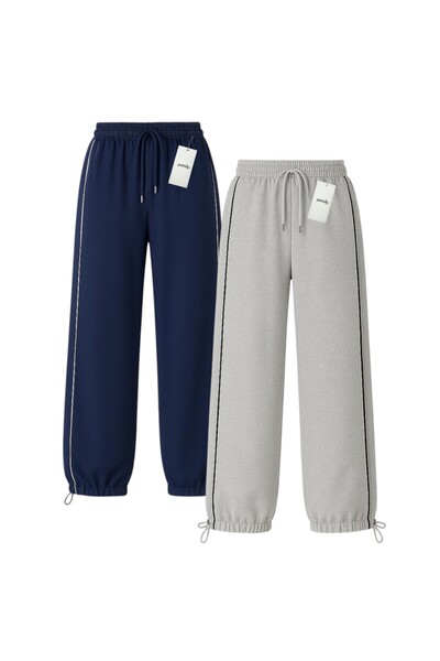 pandy 2-Pack Harajuku Zip Detail Tracksuit Oversized Sweatpants