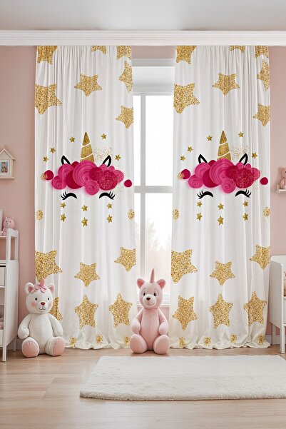 EVPANYA ستارة خلفية لغرفة الأطفال بنمط يونيكورن مع نجمة ذهبية (سعر للشريحة الواحدة)