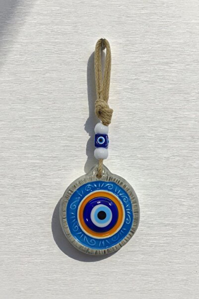 Revard Hediyelik Nazar Boncuklu Seramik, Desenli Yuvarlak Dekoratif Çok Amaçlı Süs Eşya 9,5 x25 cm