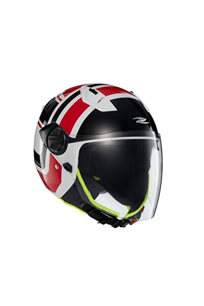 ZEUS ZS-213 AX5 White Black Red Açık Kask