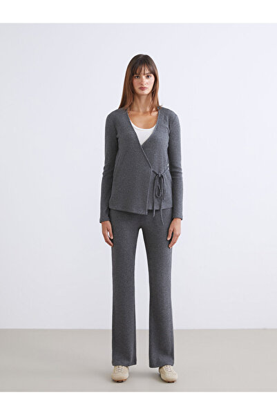 LC Waikiki Vision Anthracite Double-Breasted Collar Women's Blouse