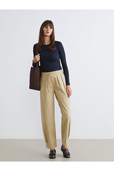 LC Waikiki Vision Navy Blue Crew Neck Corded Fabric Women's Bodysuit