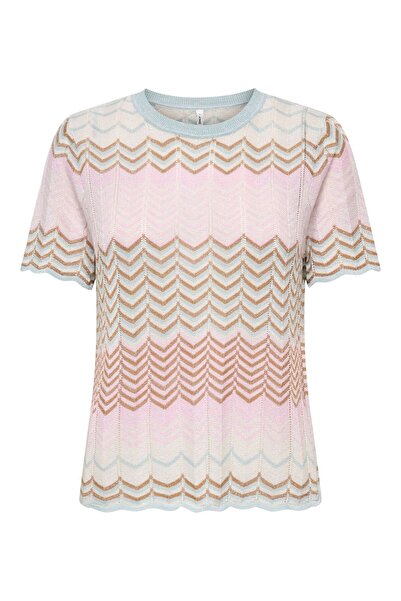 ONLY Onlalvira Life Ss Glitter O-Neck Knt Women's Gray Sweater - 4794681