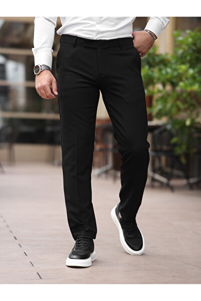 BASEL.CO Easy-Iron Stretch Fabric Slim Fit Fabric Trousers