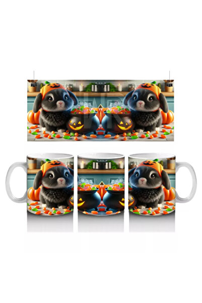 Wisdom Rain كوب مطبوع لطيف للهالوين مع أزياء الحيوانات والقرع