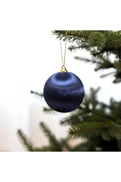 Ritzz Silk Thread Wrapped Pine Tree Ornament 8 cm - Navy Blue