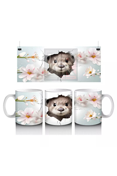 Wisdom Rain دبليو دبليو سموثي لطيف يثقب الجدار بين الزهور - كوب قهوة مطبوع