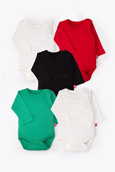 Bebetto بدلة بأكمام طويلة 5 قطع (دائماً 40/1 إنترلوك) حمراء