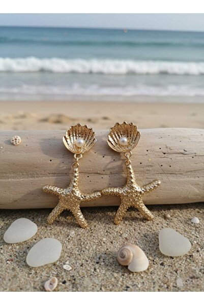 Meyras Touch Kadın Gold Deniz Yıldızı Marka Model Küpe