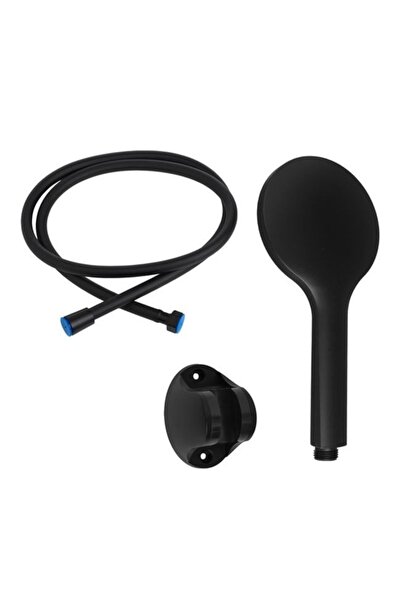 AVA Black Shower Head Set - 5 Functions with 1.5m Hose and Wall Mount - 3 Pieces