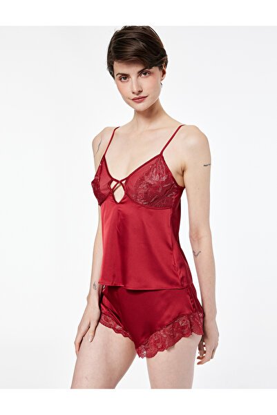 Koton Lace Detailed Thin Strap Pajama Top